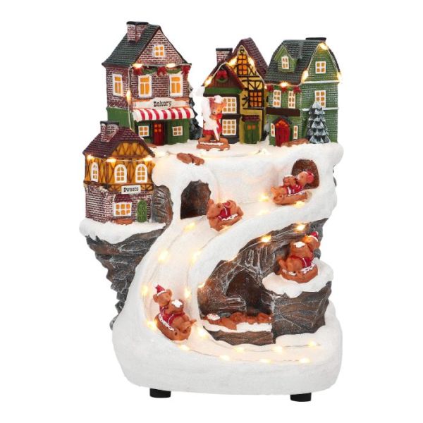 Christmas village sliding mice animated