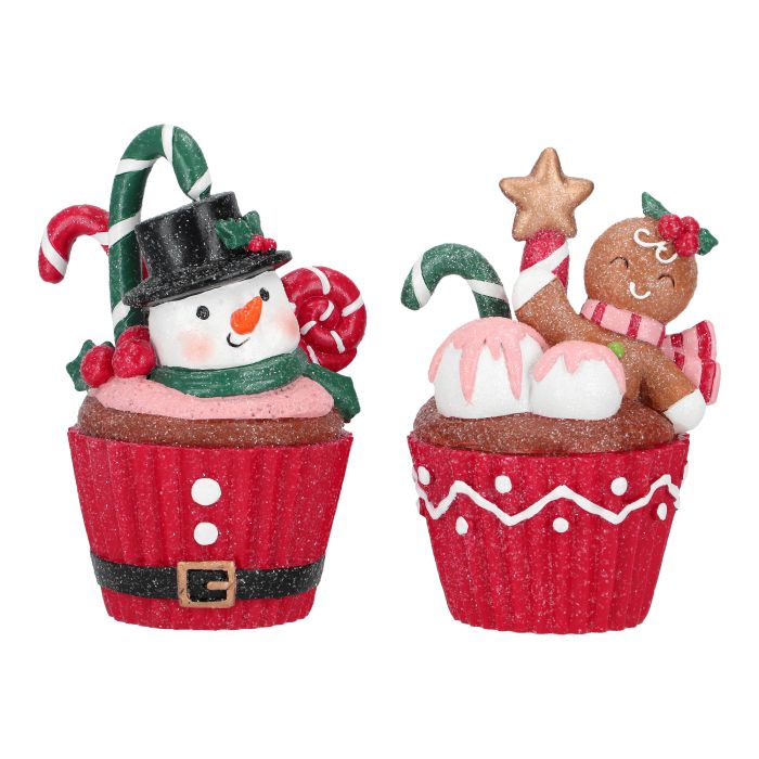 Cupcake gingerbread & snowman 2 ass poly