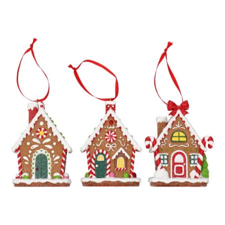 Gingerbread house ornament 3ass poly