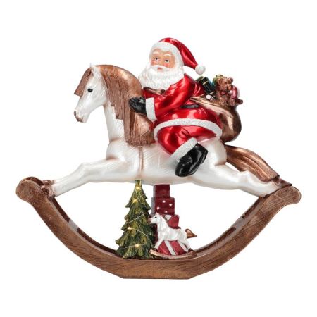 Santa on rocking horse poly