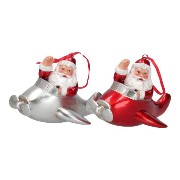 Santa in plane ornament 2ass poly