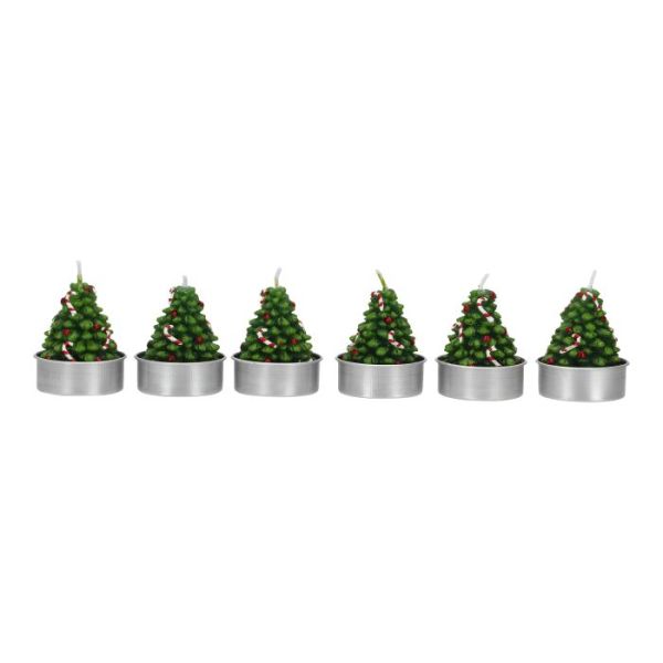 Candle Xmas tree tealight, set of 6pcs