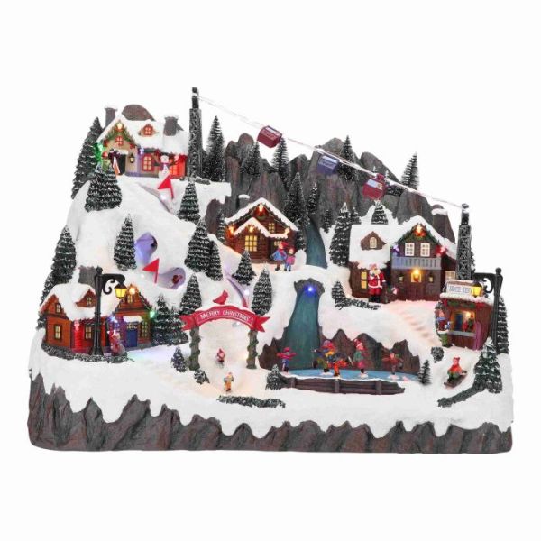 Mountain scene with skating kids animated