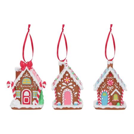 Gingerbread house hanging ornament 3ass poly
