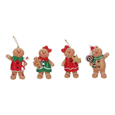 Gingerbread hanging ornament 4ass poly