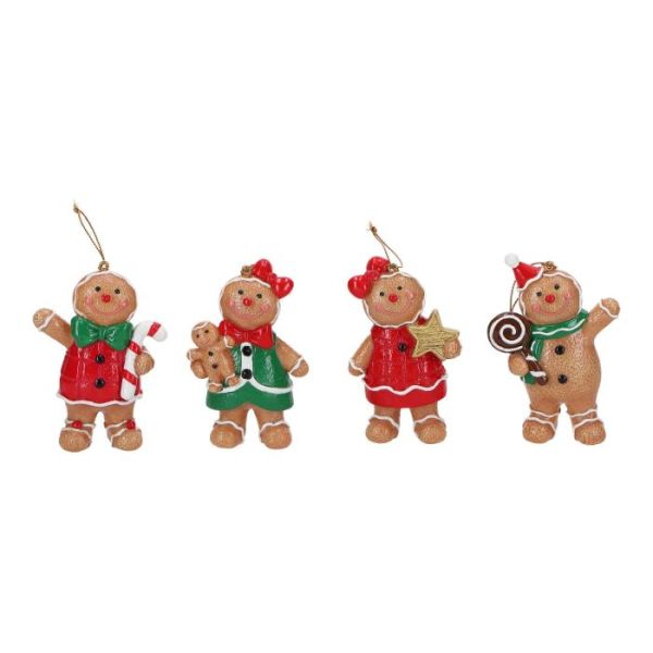 Gingerbread hanging ornament 4ass poly