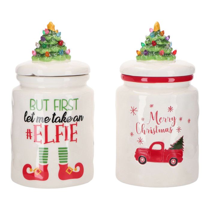 Christmas jar led 2 ass ceramic
