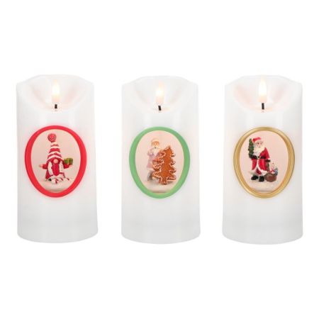 Led candle decorated 3 ass