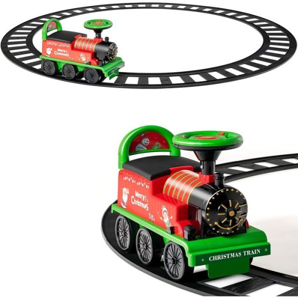 Christmas retro train with tracks