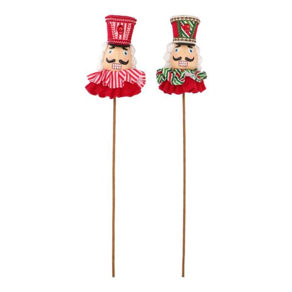 Nutcracker head pick deco for tree 2 ass