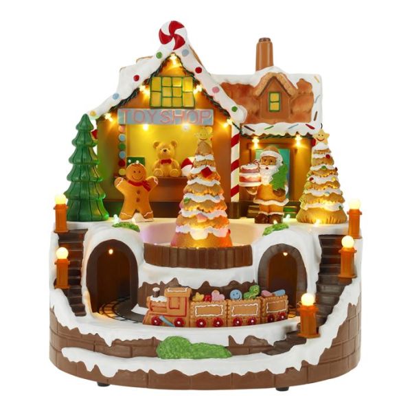 Christmas house with train animated
