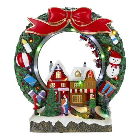 Christmas wreath decorated animated