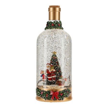 Bottle Santa scene water spinning