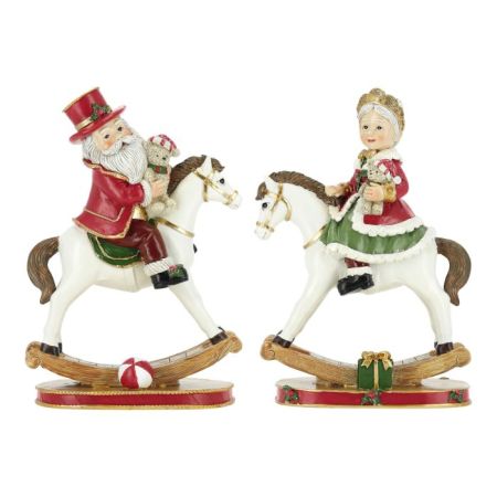 Santa & Mrs Santa on rocking horse 2ass poly