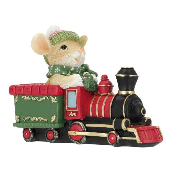 Mouse in christmas train poly