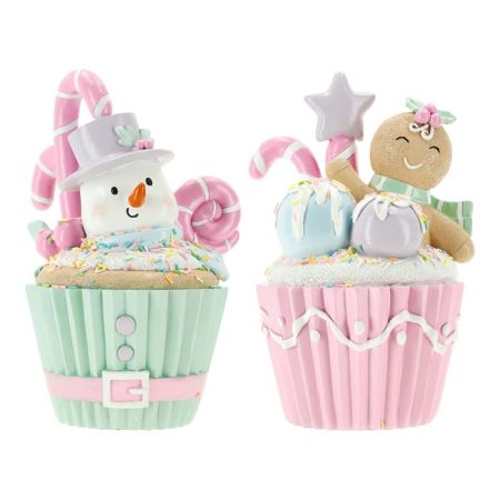Snowman and gingerbread cupcake 2ass poly