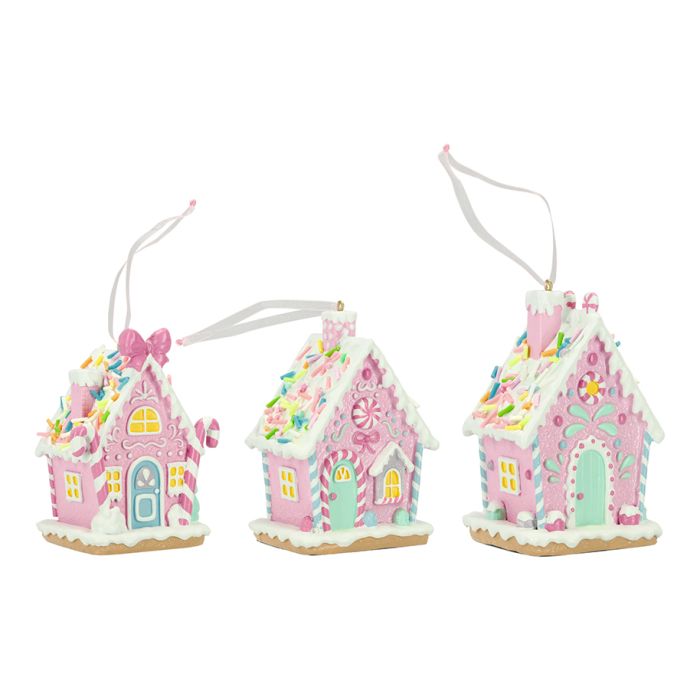 Gingerbread house hanging ornament 3ass poly