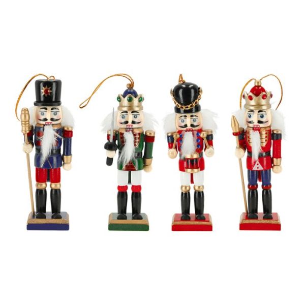 Nutcracker hanging ornament 13cm, set of 4