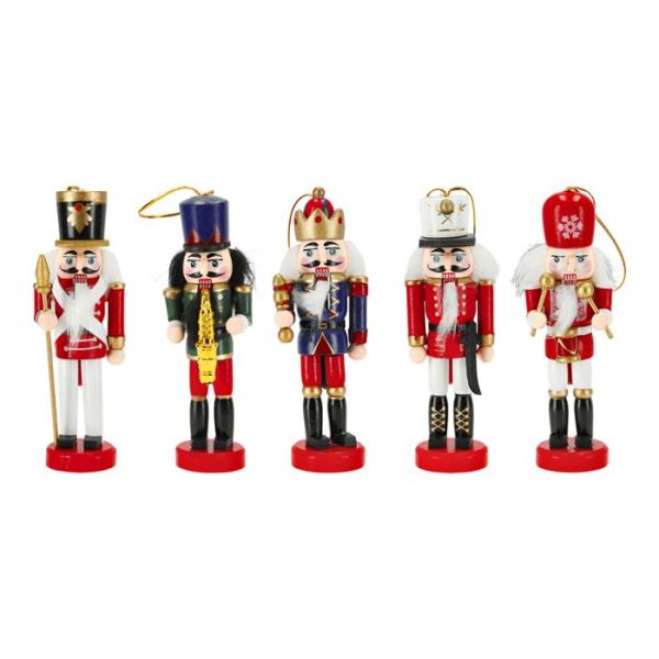Nutcracker hanging ornament 13cm, set of 5