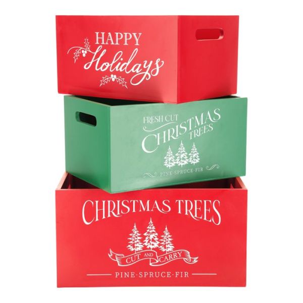 Storage set of 3 wood