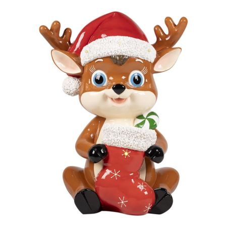 Cute deer with Christmas sock 80 cm poly