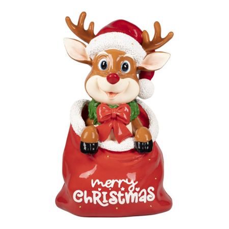 Funny deer sitting in Chrismas bag 100cm poly