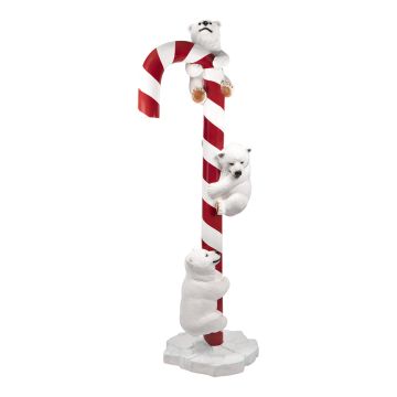 Candy cane with 3 polar bears 240cm fiberglass