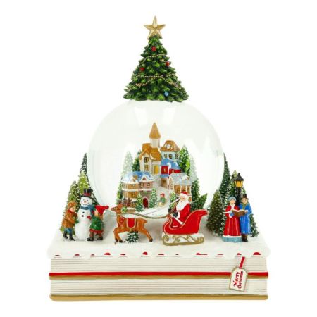 Waterball Christmas village on book