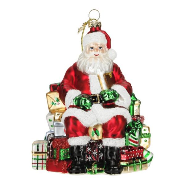 Santa with gifts hanging ornament