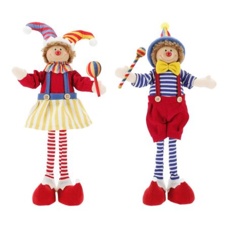 Clown boy &amp; girl standing 46cm 2ass